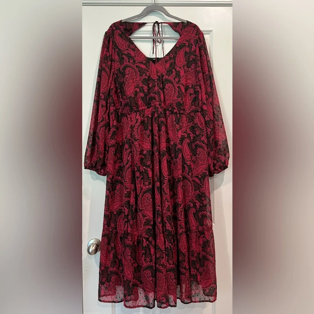 Torrid Paisley Tea Length Open Back A-Line Dress Size 1X (14/16) - Picture 5 of 11